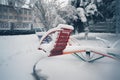 Snowy winter day on a playground in the snow. Royalty Free Stock Photo