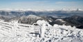 Snowy winter hills in High Tatras from Low Tatras mountains, Slo