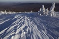 Snowy winter landscape in the mountains. Royalty Free Stock Photo