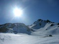 Snowy winter landscape in the mountains Royalty Free Stock Photo