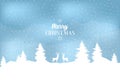 Snowy winter landscape with snowflakes, reindeer and words Merry Christmas