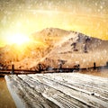 Snowy winter mountains background. Empty space for products and decorations. Royalty Free Stock Photo