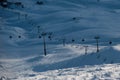 Snowy winter mountains in sun day. Georgia, from ski resort Gudauri.