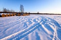 snowy winter road covered in deep snow Royalty Free Stock Photo