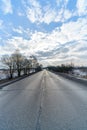 snowy winter road covered in deep snow Royalty Free Stock Photo