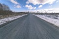 snowy winter road covered in deep snow - vintage retro look Royalty Free Stock Photo