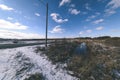 snowy winter road covered in deep snow - vintage retro look Royalty Free Stock Photo