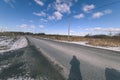 snowy winter road covered in deep snow - vintage retro look Royalty Free Stock Photo