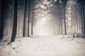 Snowy Winter Road with inprinted year 2022 Royalty Free Stock Photo