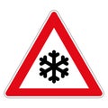 113 snowy winter road German road sign