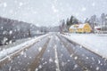 Snowy winter road in the south of Sweden Royalty Free Stock Photo