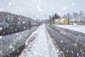 Snowy winter road in the south of Sweden Royalty Free Stock Photo