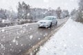 Snowy winter road in the south of Sweden Royalty Free Stock Photo