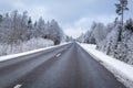 Snowy winter road in the south of Sweden Royalty Free Stock Photo