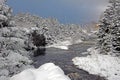 Snowy winter scene along Big River, Newfoundland, Canada Royalty Free Stock Photo