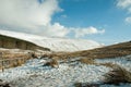 Winter snows on the mountains in the Brecon beacons.