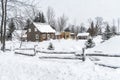 Snowy Winter scene cedar fence Royalty Free Stock Photo