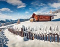 Snowy winter scene of Dolomite Alps. Royalty Free Stock Photo
