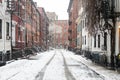 Snowy winter scene on Gay Street in the Greenwich Village neighborhood of New York City Royalty Free Stock Photo