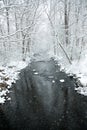A snowy winter scene in New England