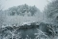 A snowy winter scene in New England