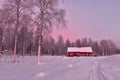 Snowy wintry scene in Lapland Finland