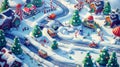 Snowy Xmas mobile videogame app interface assets with landscape design for Christmas game. Merry Xmas snowy mobile Royalty Free Stock Photo