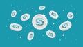 SNP Token coins falling from the sky. SNP cryptocurrency concept banner background Royalty Free Stock Photo