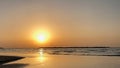 Snset on the horizon at Jerusalem Beach in Tel-aviv, Israel Royalty Free Stock Photo