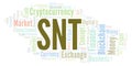 SNT or Status cryptocurrency coin word cloud. Royalty Free Stock Photo
