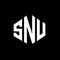 SNU letter logo design with polygon shape. SNU polygon and cube shape logo design. SNU hexagon vector logo template white and Royalty Free Stock Photo