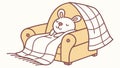 Snug Bear Sleeping in Armchair Wrapped in Soft Blanket, vector design Generative AI Royalty Free Stock Photo