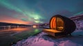 Snuggle up in a warm comfortable pod and watch as the colorful lights of the Aurora Borealis illuminate the night sky