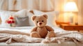 Snuggly Friend Cute Plush Bear Toy Adds Sweetness to Kids\' Bedroom - Generative AI Royalty Free Stock Photo
