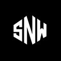 SNW letter logo design with polygon shape. SNW polygon and cube shape logo design. SNW hexagon vector logo template white and Royalty Free Stock Photo