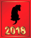 2018 year of dog decorative card with puppy