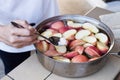 Soak apple in water with salt to prevent oxidation