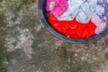 Soak dirty clothes in the basin black for cleanse Royalty Free Stock Photo