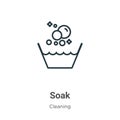 Soak outline vector icon. Thin line black soak icon, flat vector simple element illustration from editable cleaning concept Royalty Free Stock Photo