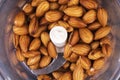 Soaked almonds ready for making almond milk in blender Royalty Free Stock Photo