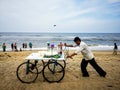Soan papdi seller on Marina beach Chennai India