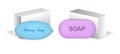 realistic soap bars different color and shape with foam and bubbles,illustration bath soap. Royalty Free Stock Photo