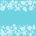 Soap abstract vector frame, foam bubble border, suds pattern. Laundry concept. Clear