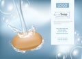 Soap advertisement design. Vector wash soap blue clean background. skin care design banner