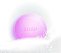 Soap bar with foam and bubbles isolated vector illustration on white background. Soap foam for lather. Vector Royalty Free Stock Photo