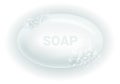 Soap bar with foam and bubbles isolated vector illustration on white background. Soap foam for lather. Vector Royalty Free Stock Photo