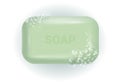 Soap bar with foam and bubbles isolated vector illustration on white background. Soap foam for lather. Vector Royalty Free Stock Photo