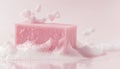 Soap bar with foam on white background, close-up Royalty Free Stock Photo