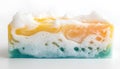 Soap bar with foam on white background, close-up Royalty Free Stock Photo