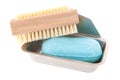 Soap bar with nail brush Royalty Free Stock Photo